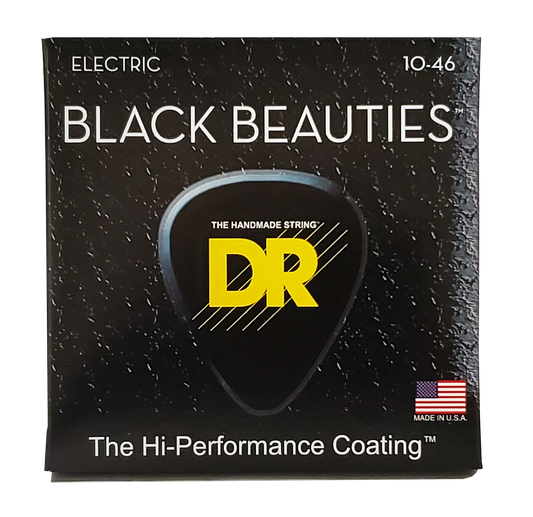 DR BKE10 Black Beauties Black Electric Guitar Strings - 10-56