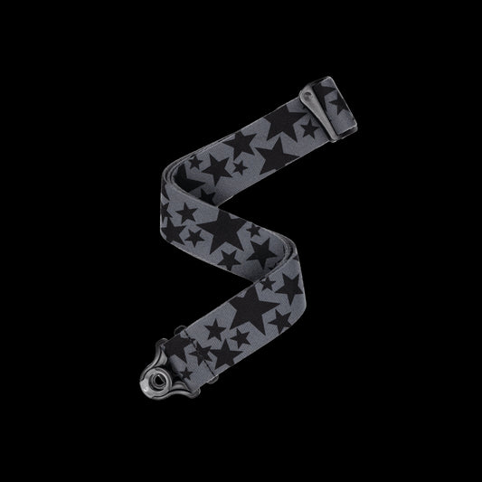 D'Addario Auto Lock Strap - Stars, Black and Grey