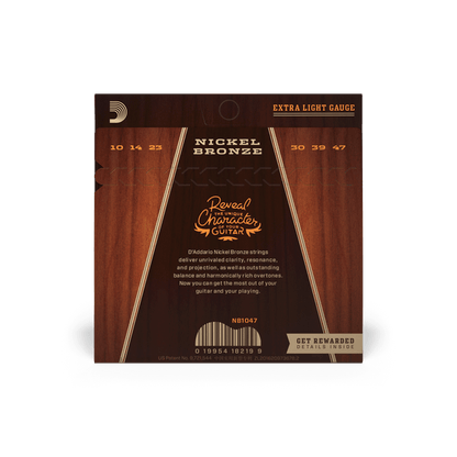 D'Addario Nickel Bronze Acoustic Guitar Strings 10-47