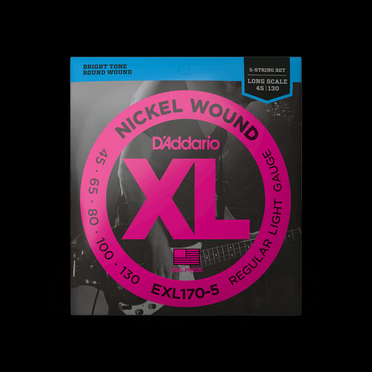 D'Addario EXL170-5 5-String Nickel Wound Bass Strings - Light Long Scale