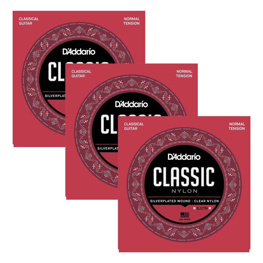 D'Addario EJ27N-3D - Student Nylon Guitar Strings -3-Pack - Normal Tension