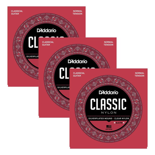 D'Addario EJ27N-3D - Student Nylon Guitar Strings -3-Pack - Normal Tension