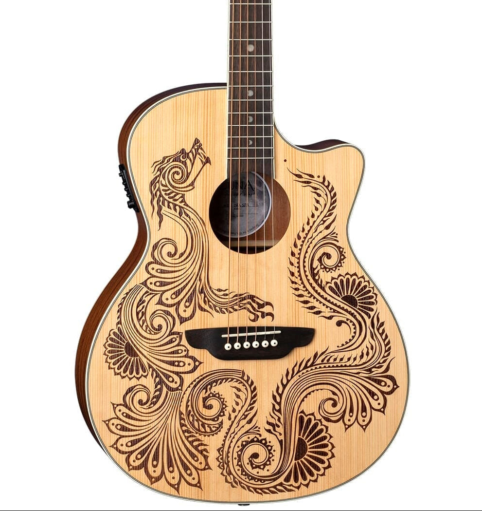 Luna Henna Dragon Cutaway Acoustic Guitar