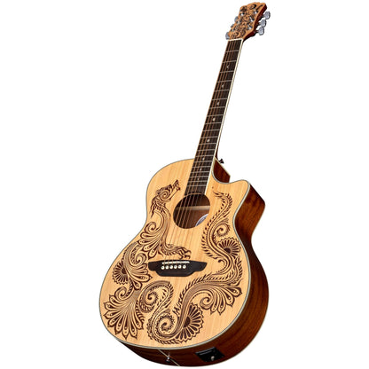 Luna Henna Dragon Cutaway Acoustic Guitar