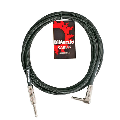 Dimarzio 18ft Braided Instrument Cable Black - Straight/Right Angle
