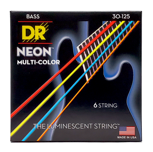 DR Neon Bass Strings - Multi-Colour 6 String - 30-125