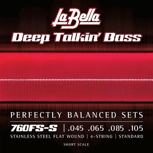 La Bella 760FS-S Deep Talkin' Electric Bass Strings - Stainless Flat Wound - Short Scale- 4-String - 45-105