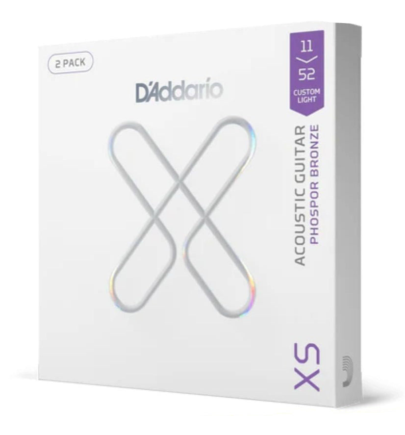 D'Addario XS Coated Acoustic Phosphor Bronze 11-52 Strings - 2 Pack