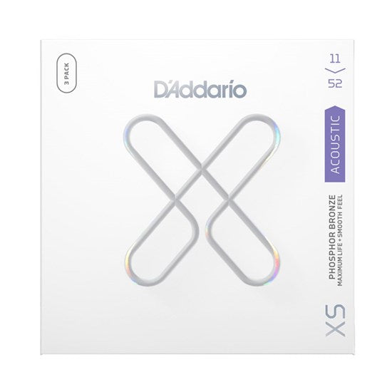 D'Addario 3 Pack XS Coated Acoustic Phosphor Bronze 11-52 Strings