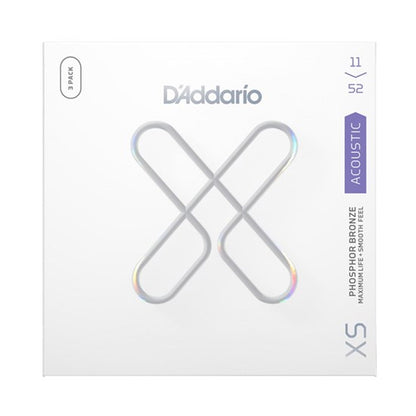 D'Addario 3 Pack XS Coated Acoustic Phosphor Bronze 11-52 Strings