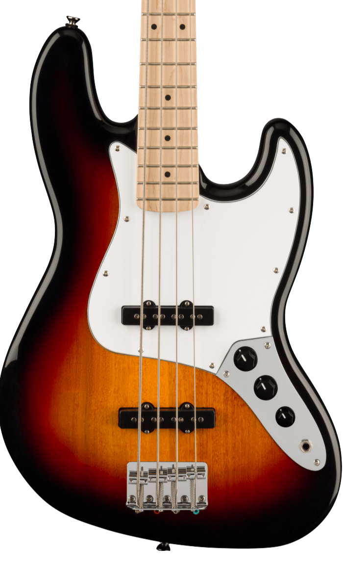 Squier Affinity Series Jazz Bass Maple Neck - White Pickguard - 3-Tone Sunburst