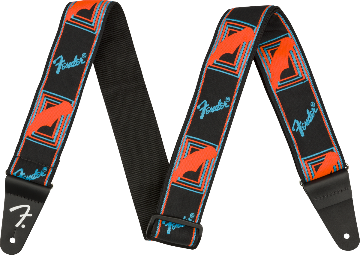 Fender Neon Monogrammed Strap - Orange/Blue