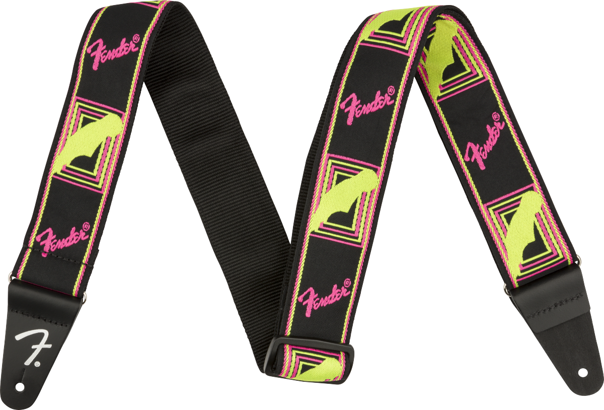 Fender Neon Monogrammed Strap - Yellow/Pink