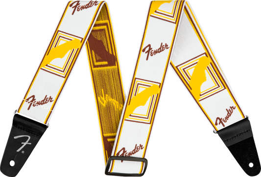 Fender Weightless Monogram Strap - White/Brown