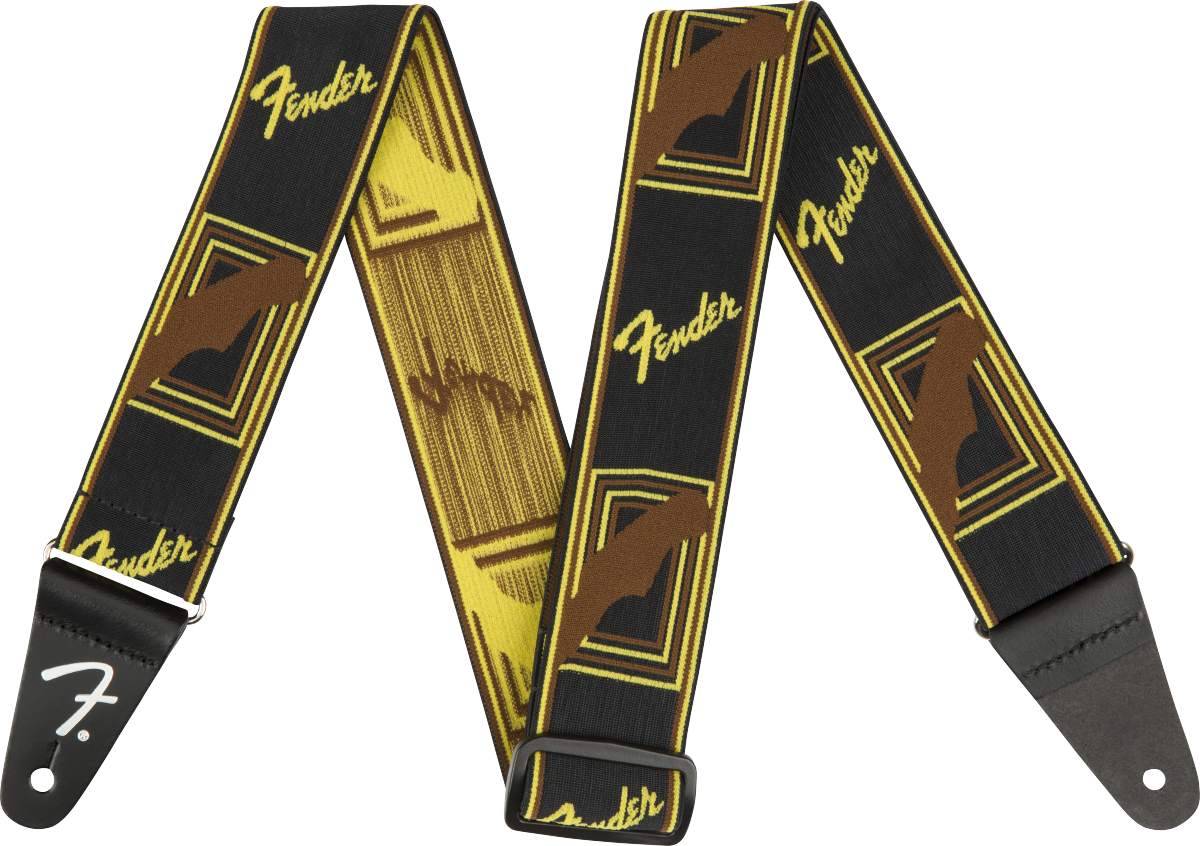 Fender Weighless Monogram Strap - Black/Yellow/Brown