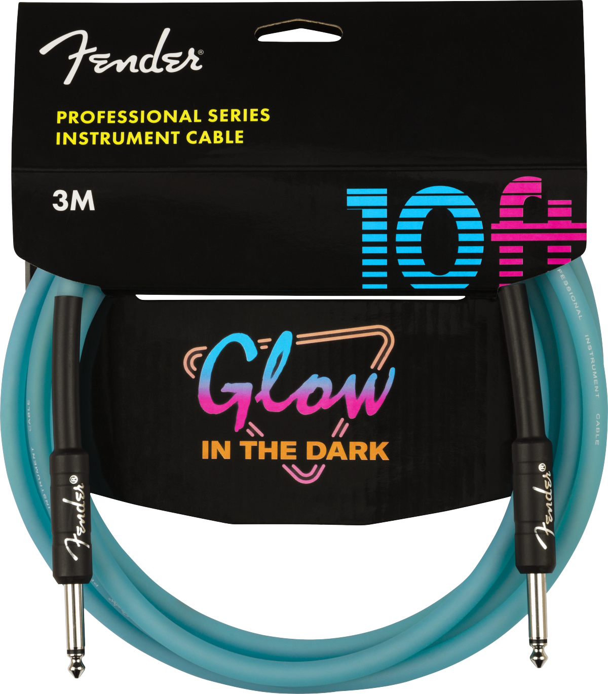 FENDER PRO 10FT GLOW IN THE DARK CABLES - BLUE