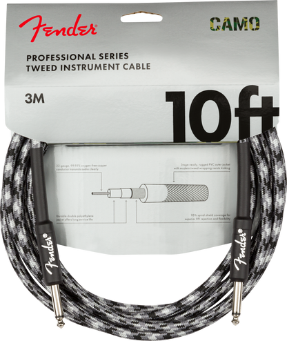 FENDER PROFESSIONAL SERIES INSTRUMENT CABLE 10FT - WINTER CAMO
