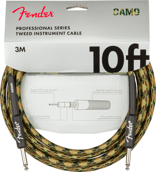 Fender Professional Series Instrument Cable 10ft - Woodland Camo