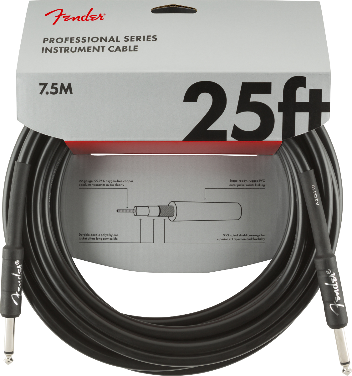 Fender Professional Series Instrument Cable 25ft - Straight to Straight