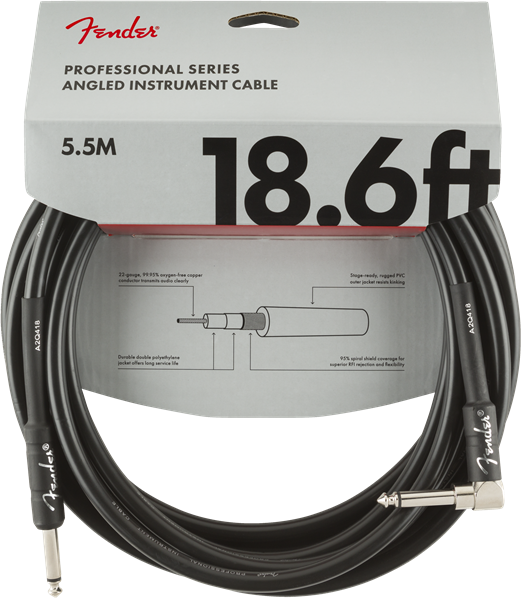 Fender Pro Instrument Cable 18.6ft - Straight to Right Angle