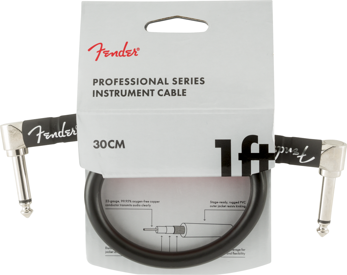 Fender Pro Instrument Cable 1ft - Right Angle to Right Angle