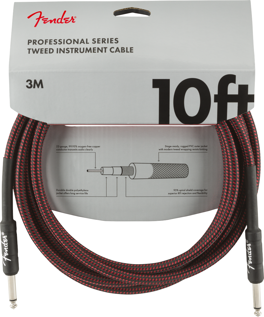 FENDER PRO INSTRUMENT CABLE 10FT - RED TWEED