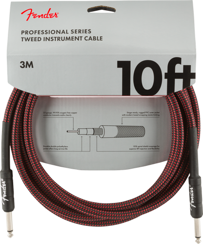 FENDER PRO INSTRUMENT CABLE 10FT - RED TWEED