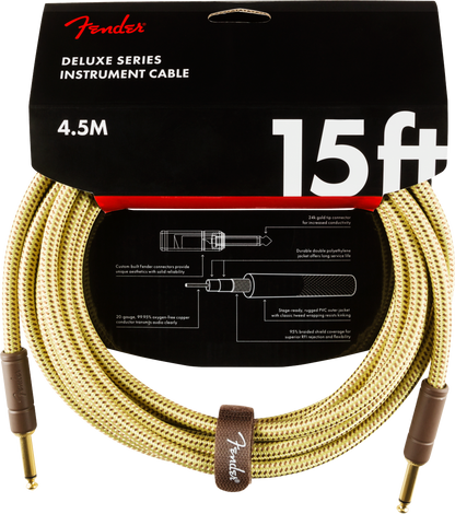 FENDER DELUXE INSTRUMENT CABLE 15FT - STRAIGHT TWEED