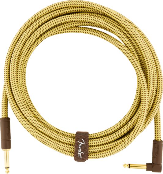 FENDER DELUXE INSTRUMENT CABLE 15FT - STRAIGHT TO RIGHT ANGLE TWEED