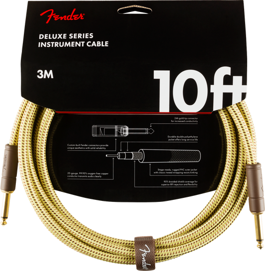 FENDER DELUXE INSTRUMENT CABLE 10FT - STRAIGHT TO STRAIGHT TWEED