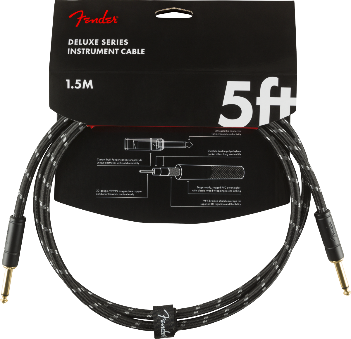 Fender Deluxe Instrument Cable 5ft - Black Tweed