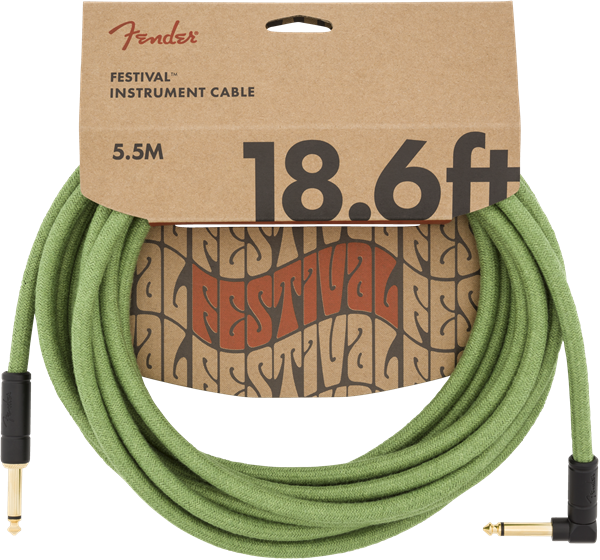 Fender Festival Hemp Instrument Cable - Green 18.6ft