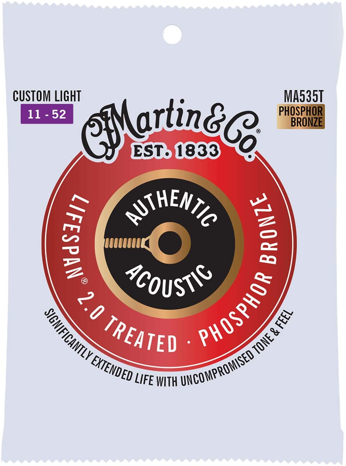 Martin & Co MA535T Acoustic Lifespan Phosphor Bronze 11-52 Custom Light Strings