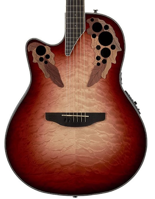 OVATION CE44LX-1R CELEBRITY ELITE EXOTIC MID DEPTH - RUBY RED BURST