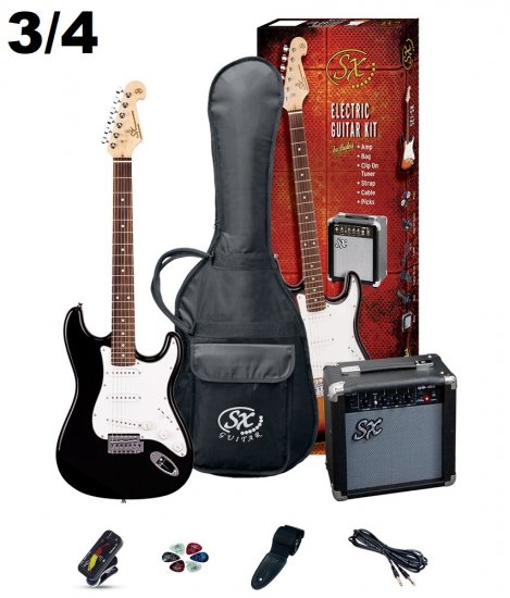 SX 3/4 Electric Guitar & Amp Pack - Black