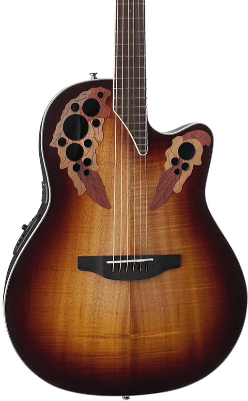 Ovation CE48P Celebrity Elite Exotic Super Shallow - Dark Burst Koa