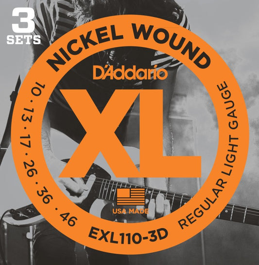 D'Addario Electric EXL110 3 Pack Nickel Wound 10-46 Regular Light