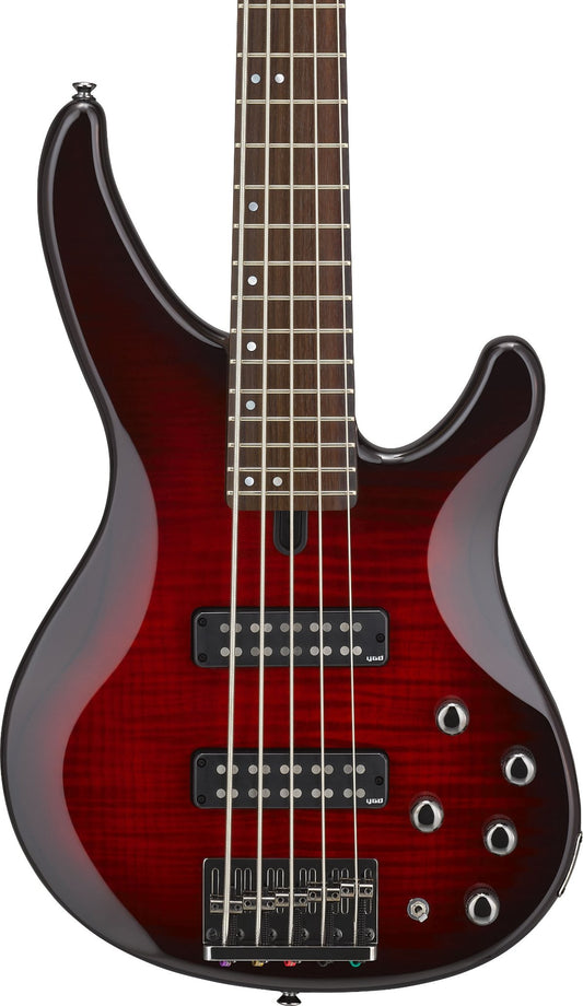 Yamaha TRBX605FM 5-String Bass - Flamed Maple Top - Dark Red Burst