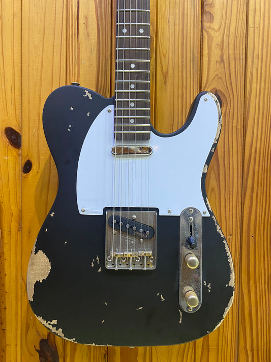 Vintage V62 Icon Electric Guitar - Distressed Black