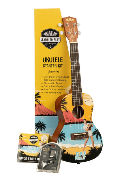Kala Elvis Blue Hawaii Concert Ukulele Starter Kit