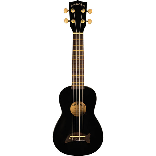 Makala Dolphin Soprano Ukulele - Black W/Dots