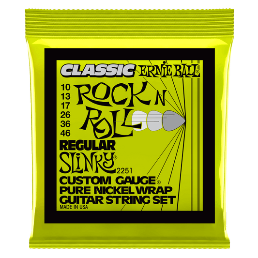 Ernie Ball Electric Classic Rock n Roll Pure Nickel Strings - 10-46
