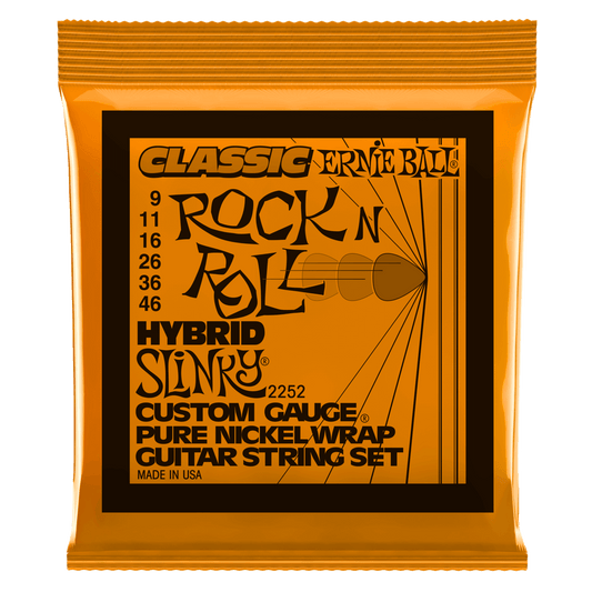 Ernie Ball Electric Hybrid Slinky Classic Rock n Roll Pure Nickel Strings - 9-46