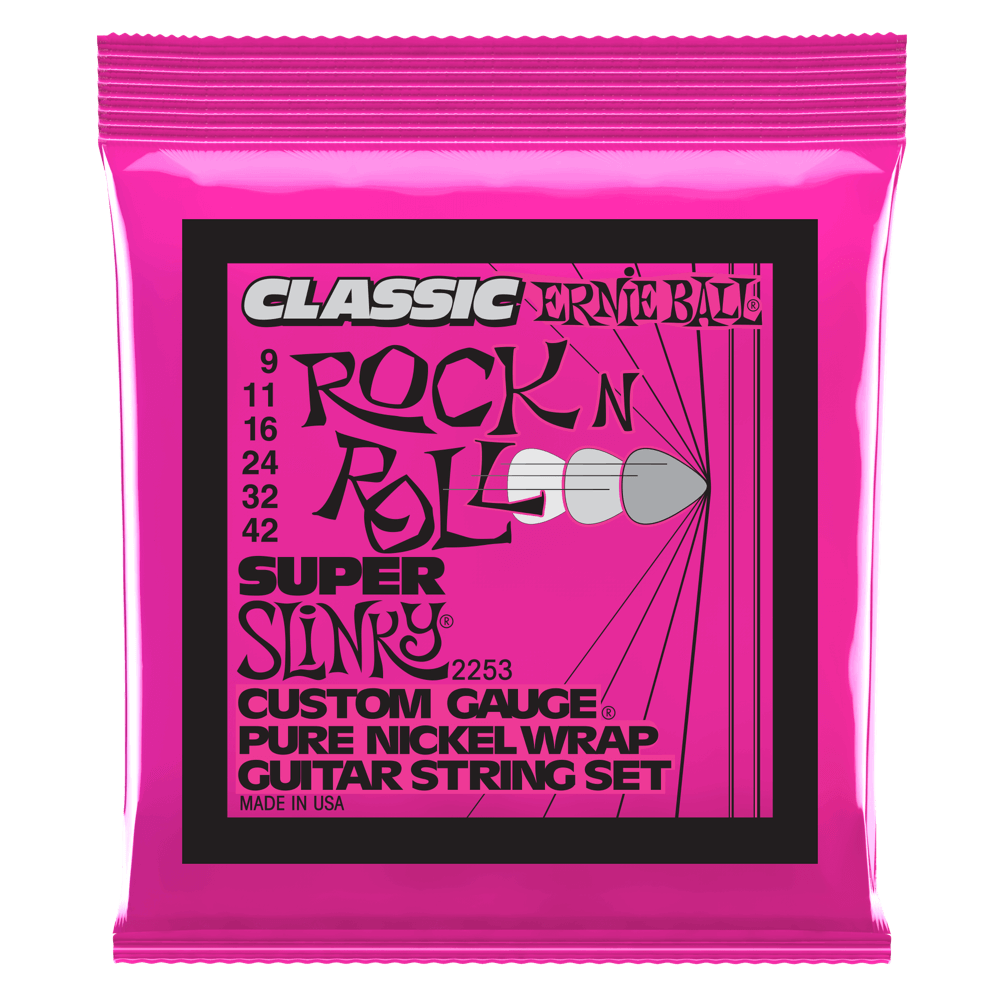 Ernie Ball Electric Super Slinky Classic Rock n Roll Pure Nickel Strings - 9-42