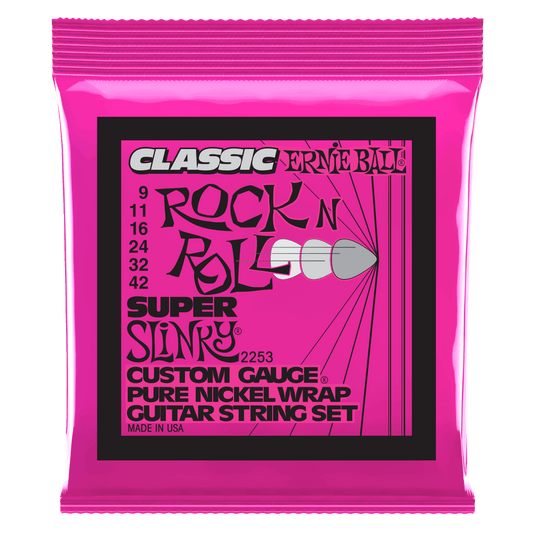Ernie Ball Electric Super Slinky Classic Rock n Roll Pure Nickel Strings - 9-42