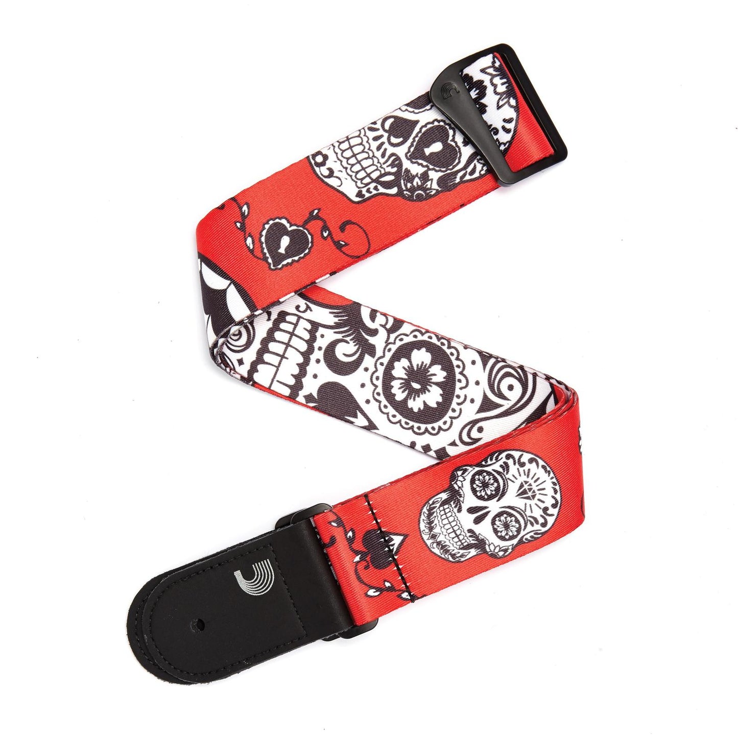 D'ADDARIO SUGAR SKULLS GUITAR STRAP RED