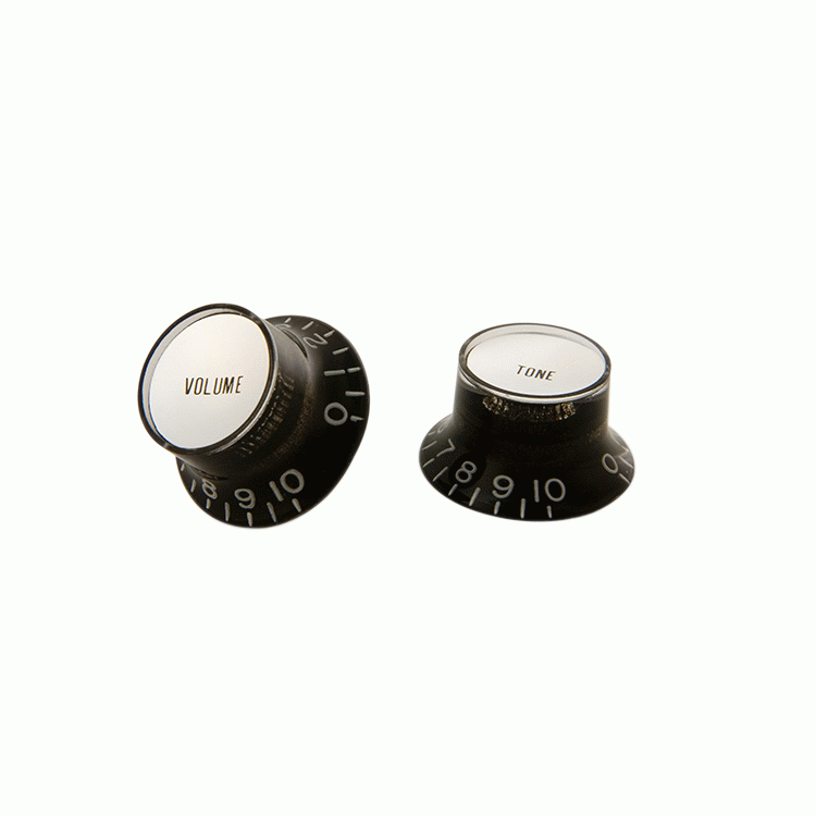 GIBSON TOP HAT KNOBS BLK W/SILVER METAL INSERT 4PK