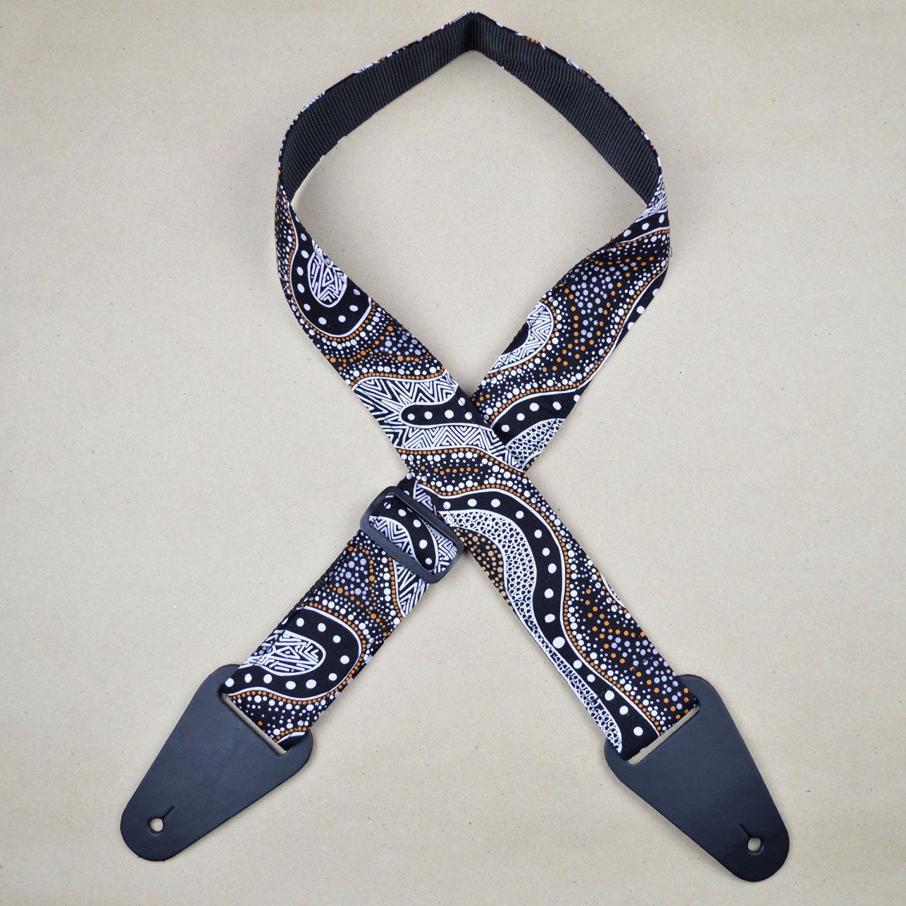 Colonial Leather Aboriginal Art Guitar Strap - Possum Dreaming