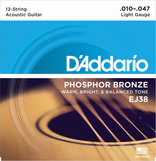 D'Addario Acoustic Phosphor Bronze EJ38 - 12-String 10-47 Light