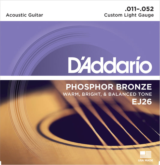 D'Addario Acoustic Phosphor Bronze EJ26 - 11-52 Custom Light